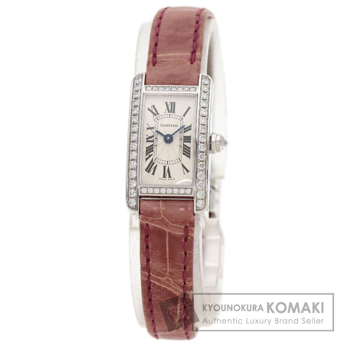 CARTIER Mini tank American Watches WB710015 K18 White Gold/Leather Ladies