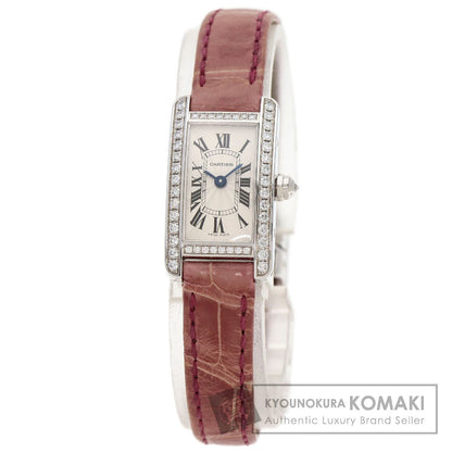 CARTIER Mini tank American Watches WB710015 K18 White Gold/Leather Ladies