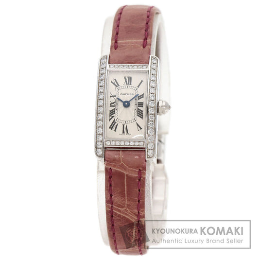 CARTIER Mini tank American Watches WB710015 K18 White Gold/Leather Ladies
