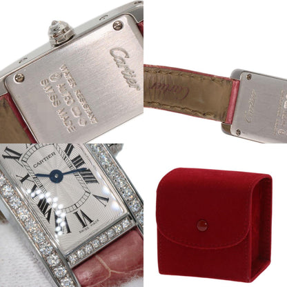 CARTIER Mini tank American Watches WB710015 K18 White Gold/Leather Ladies