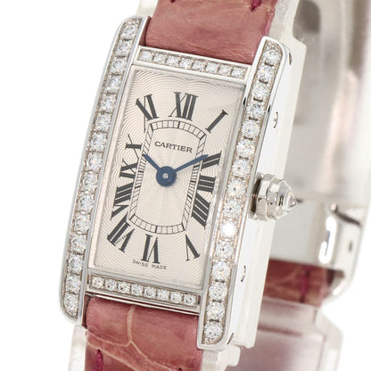 CARTIER Mini tank American Watches WB710015 K18 White Gold/Leather Ladies