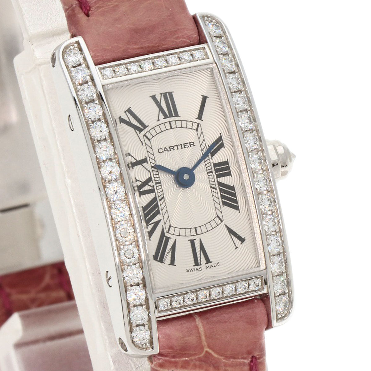 CARTIER Mini tank American Watches WB710015 K18 White Gold/Leather Ladies