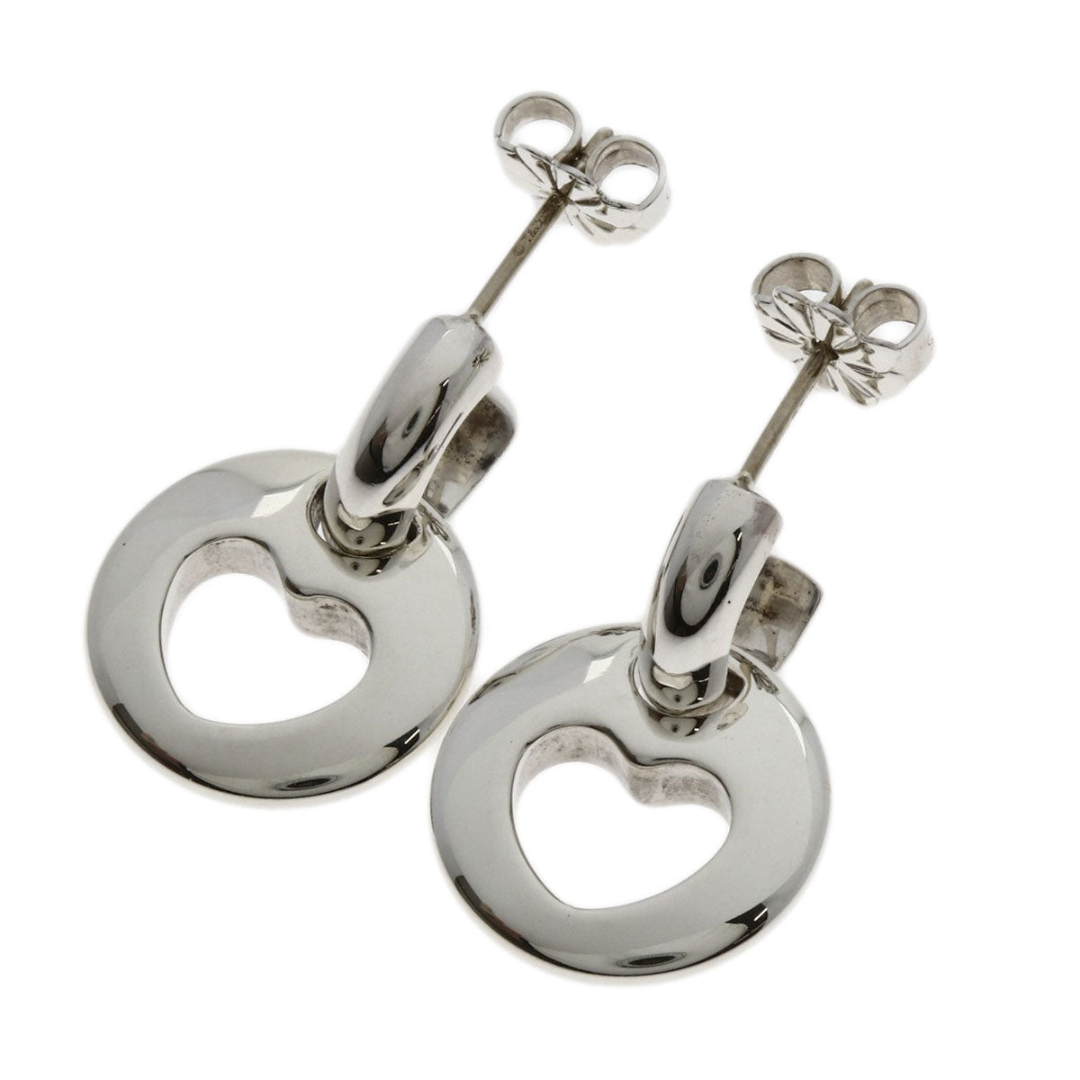 TIFFANY&Co. Pierced Heart earring Silver Ladies [Used]