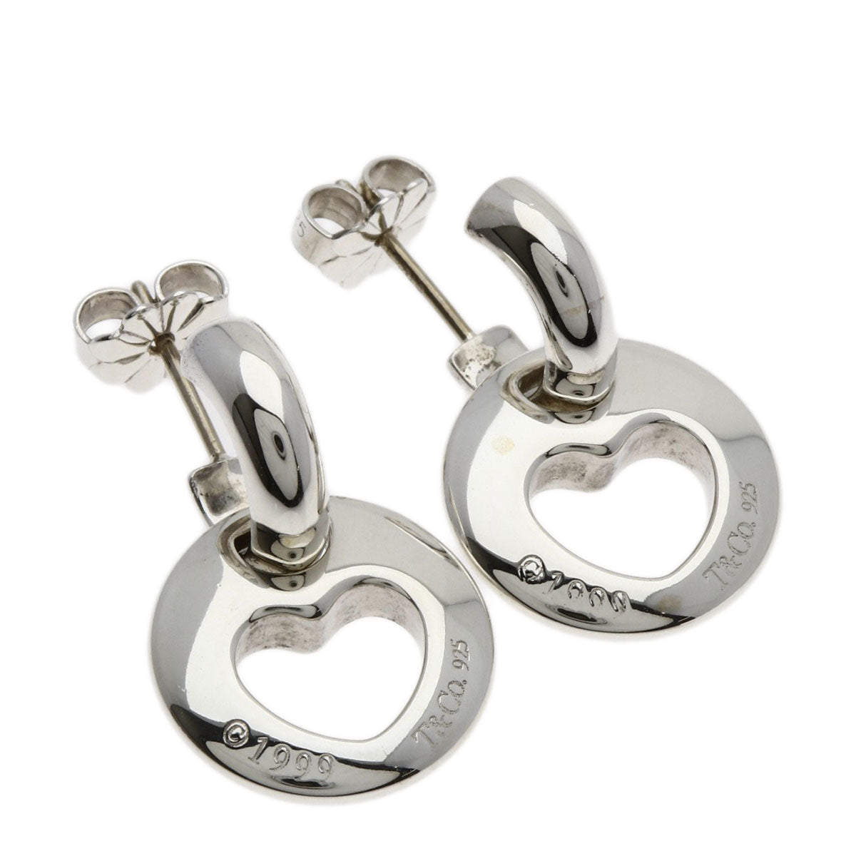 TIFFANY&Co. Pierced Heart earring Silver Ladies [Used]