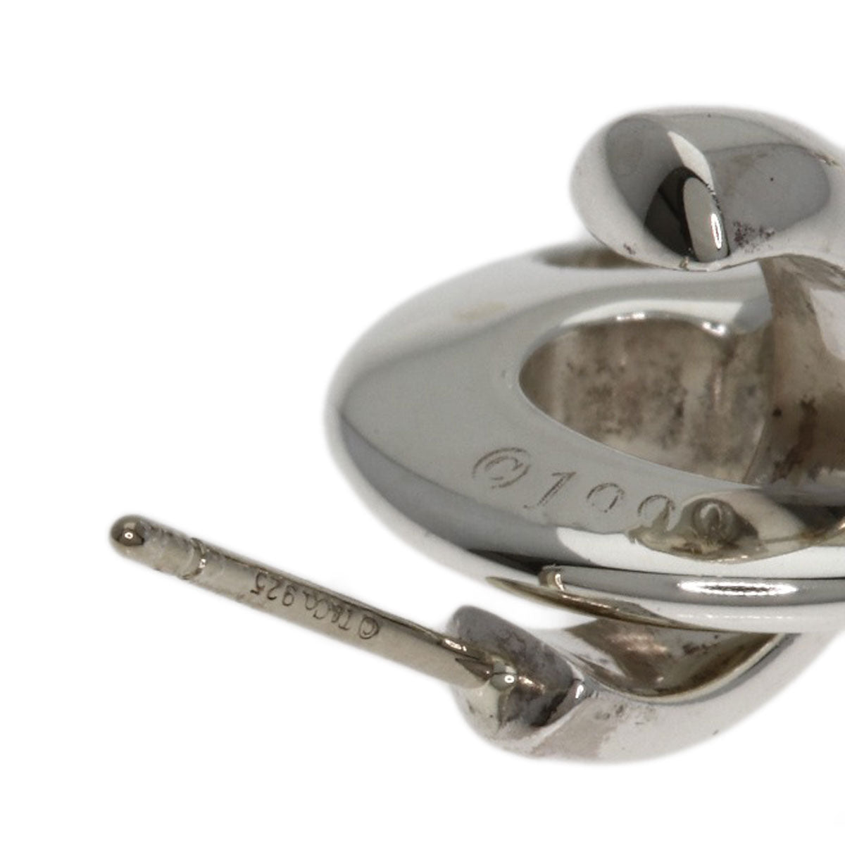 TIFFANY&Co. Pierced Heart earring Silver Ladies [Used]