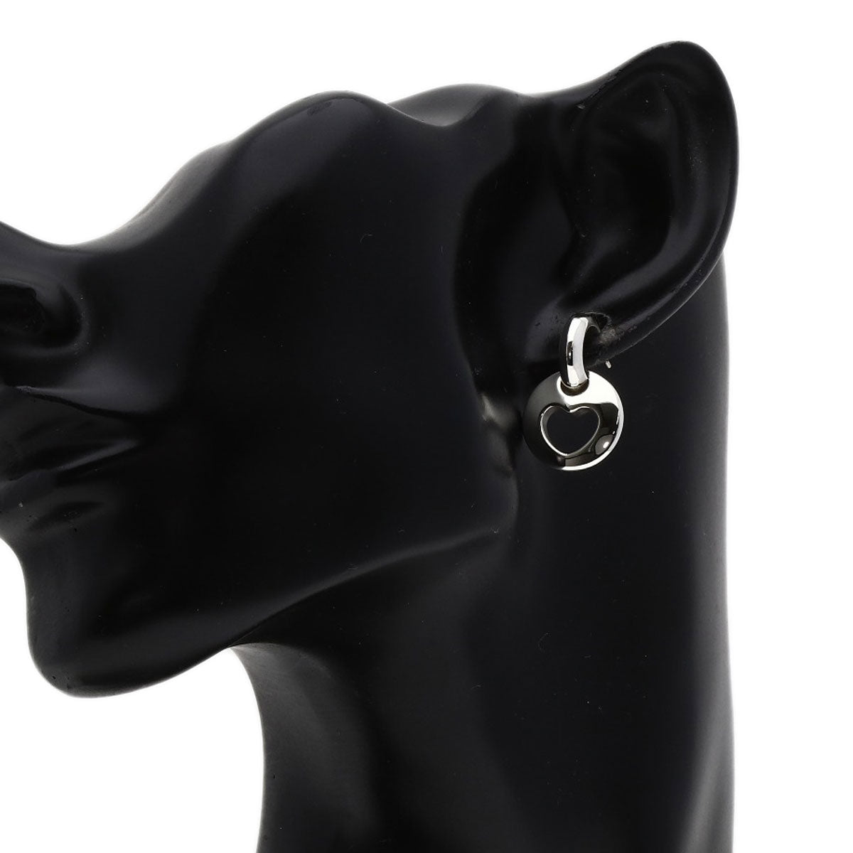 TIFFANY&Co. Pierced Heart earring Silver Ladies [Used]