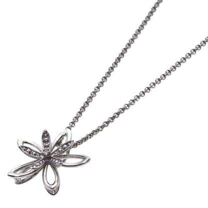 TASAKI Flower motif Diamond with replacement top Necklace Silver Ladies [Used]