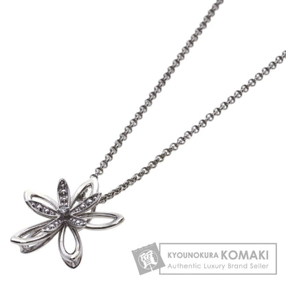 TASAKI Flower motif Diamond with replacement top Necklace Silver Ladies [Used]