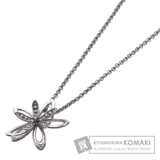 TASAKI Flower motif Diamond with replacement top Necklace Silver Ladies [Used]