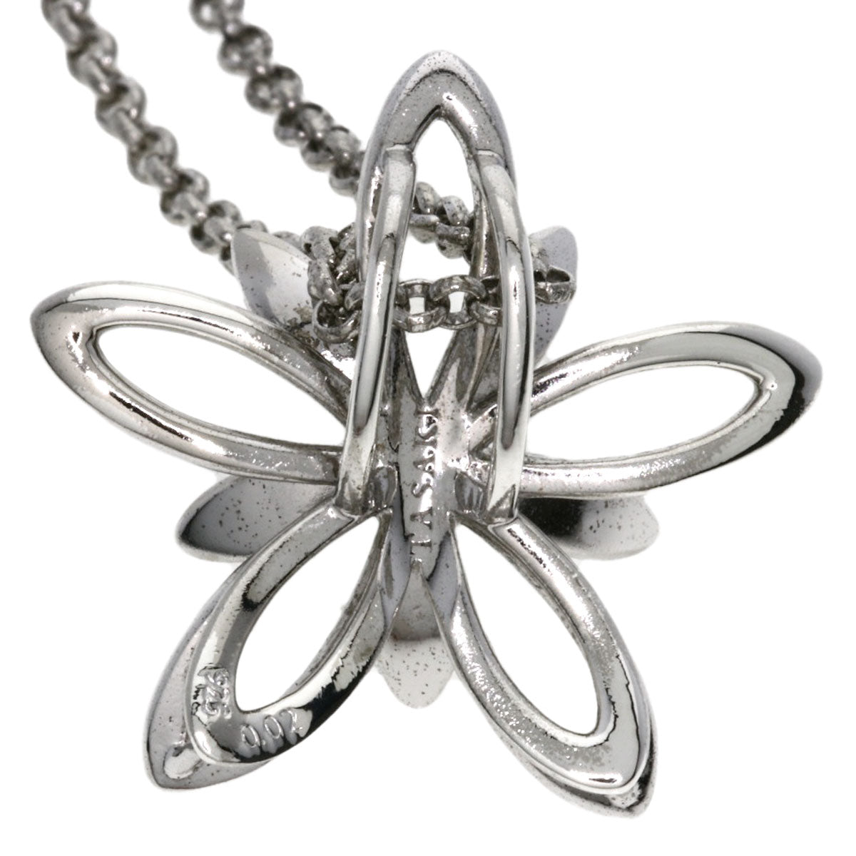 TASAKI Flower motif Diamond with replacement top Necklace Silver Ladies [Used]
