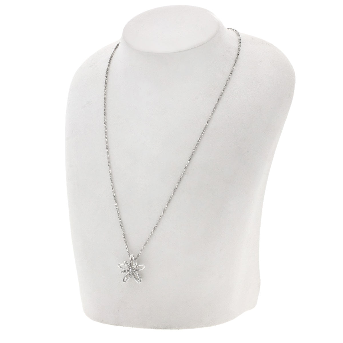 TASAKI Flower motif Diamond with replacement top Necklace Silver Ladies [Used]