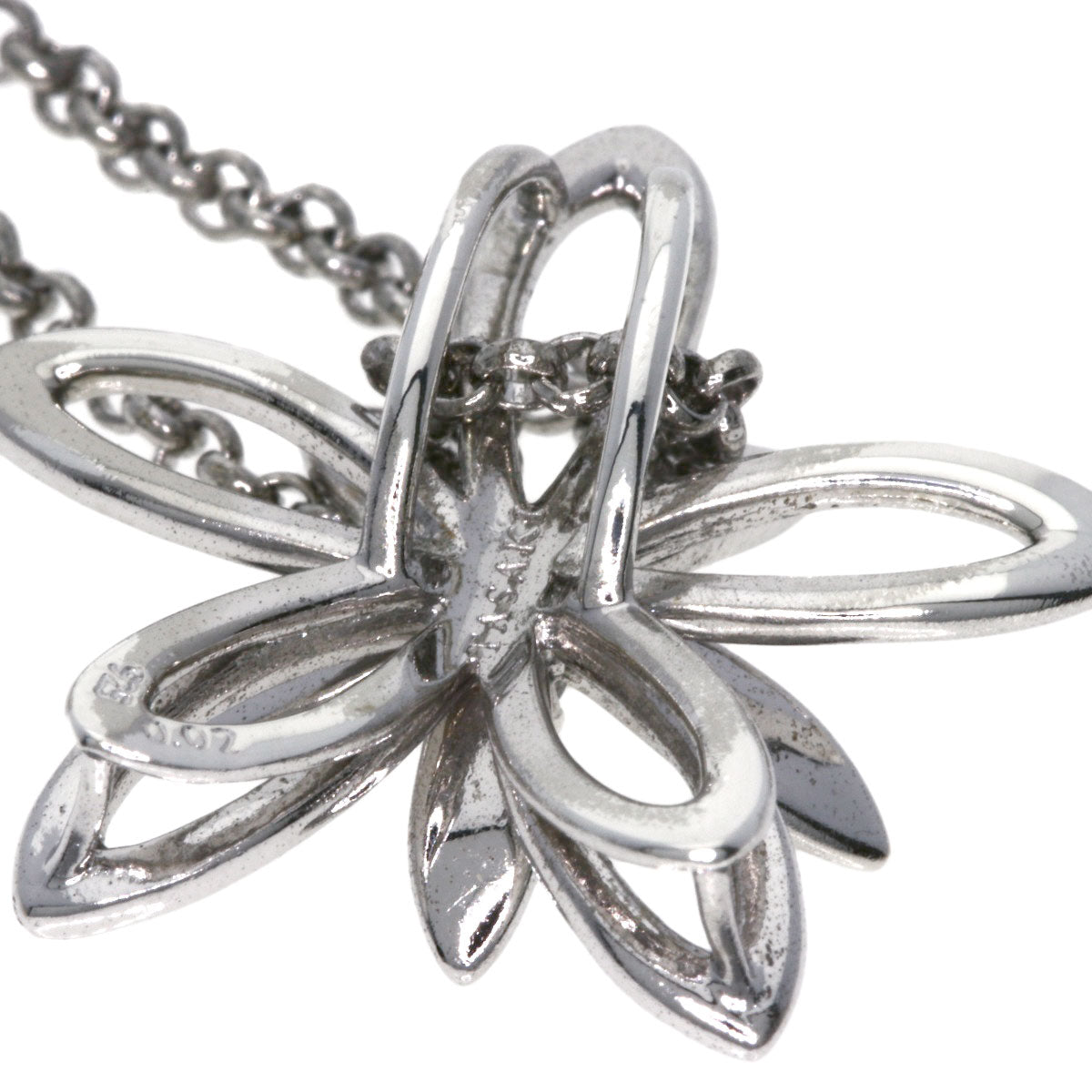TASAKI Flower motif Diamond with replacement top Necklace Silver Ladies [Used]