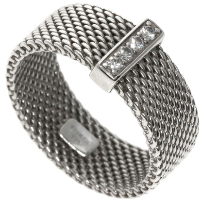 TIFFANY&Co. Somerset Mesh Diamond Ring Silver Ladies [Used]