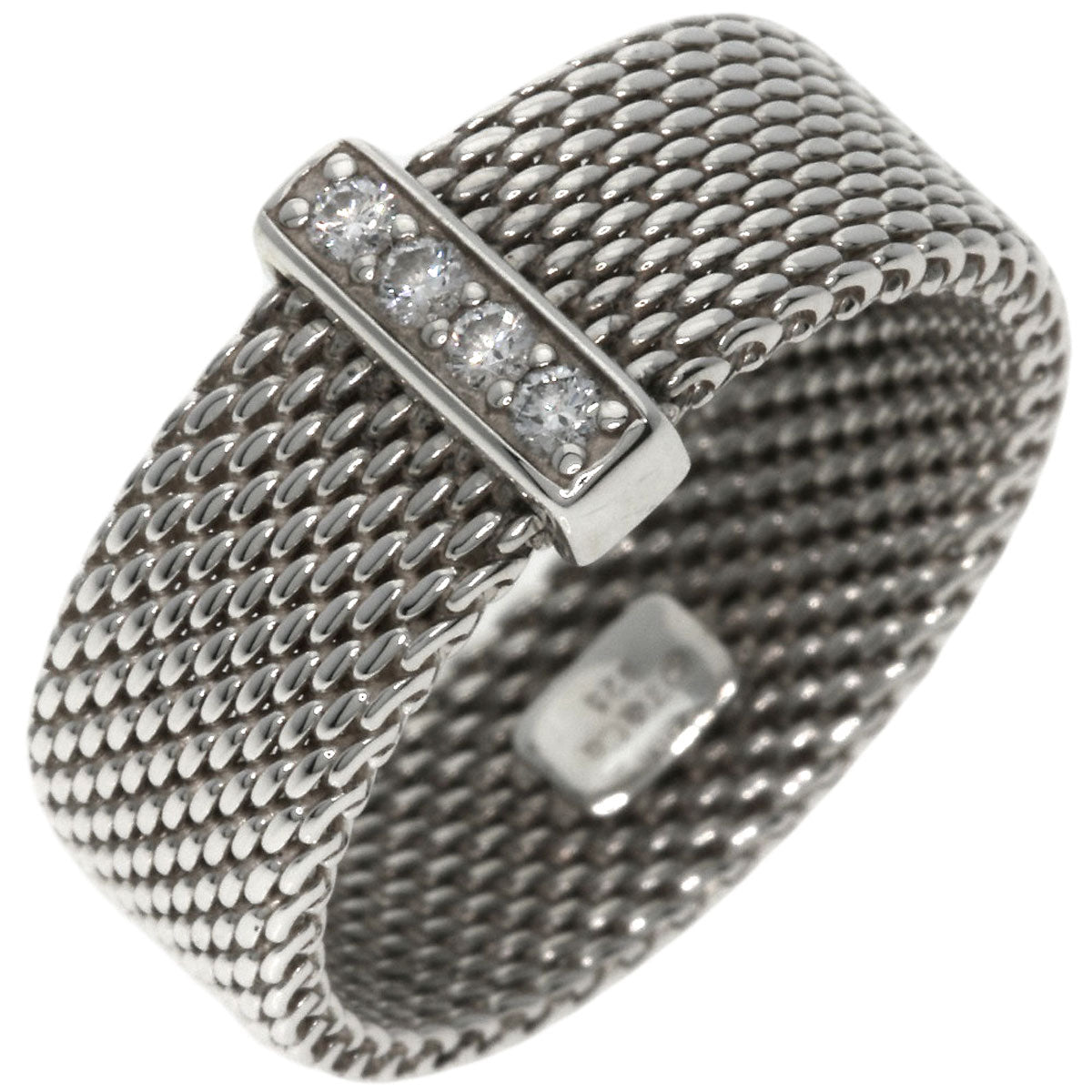 TIFFANY&Co. Somerset Mesh Diamond Ring Silver Ladies [Used]