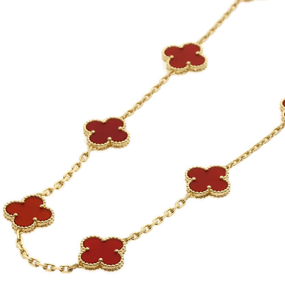 Van Cleef & Arpels Vintage Alhambra Carnelian Necklace K18 Yellow Gold Ladies [Used]