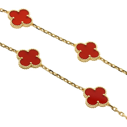 Van Cleef & Arpels Vintage Alhambra Carnelian Necklace K18 Yellow Gold Ladies [Used]