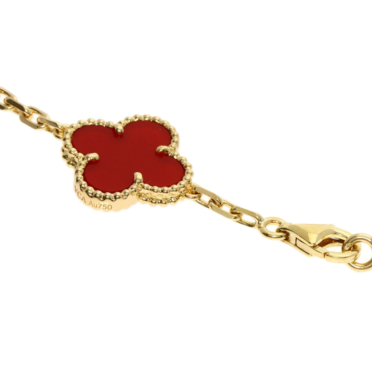 Van Cleef & Arpels Vintage Alhambra Carnelian Necklace K18 Yellow Gold Ladies [Used]