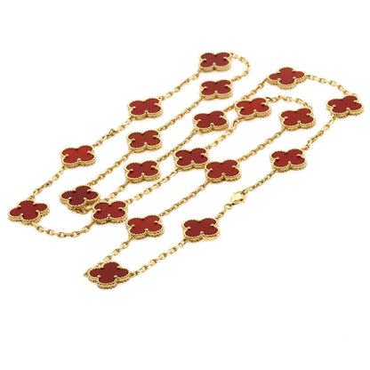 Van Cleef & Arpels Vintage Alhambra Carnelian Necklace K18 Yellow Gold Ladies [Used]