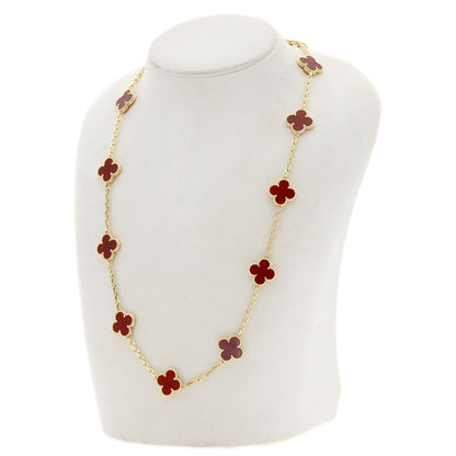 Van Cleef & Arpels Vintage Alhambra Carnelian Necklace K18 Yellow Gold Ladies [Used]