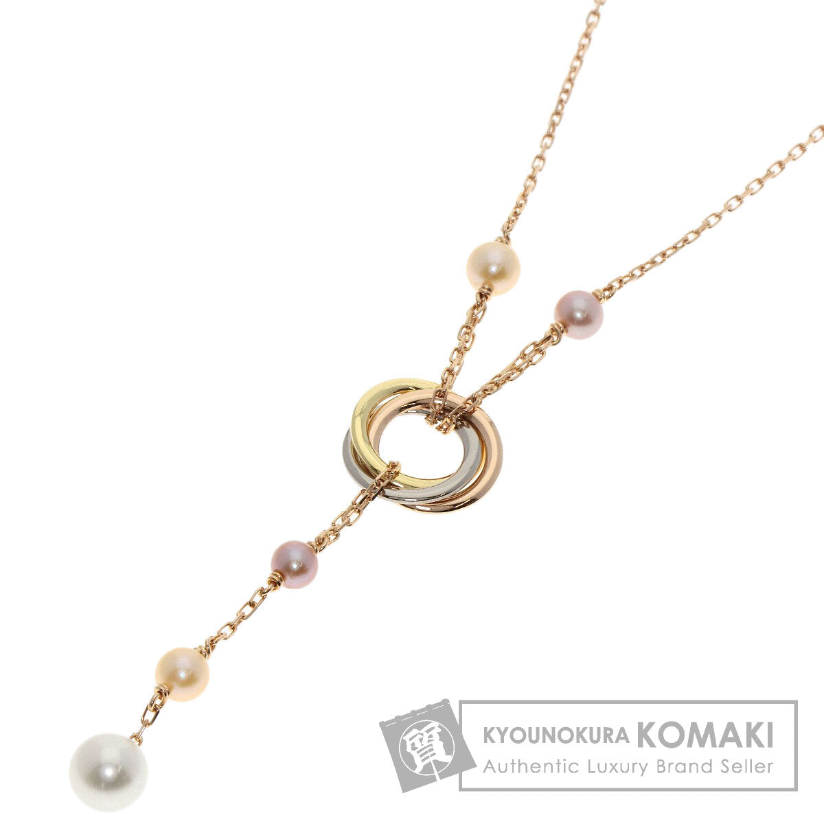 CARTIER Trinity Pearl Pearl Necklace K18 Yellow Gold K18 White GoldLadies [Used]