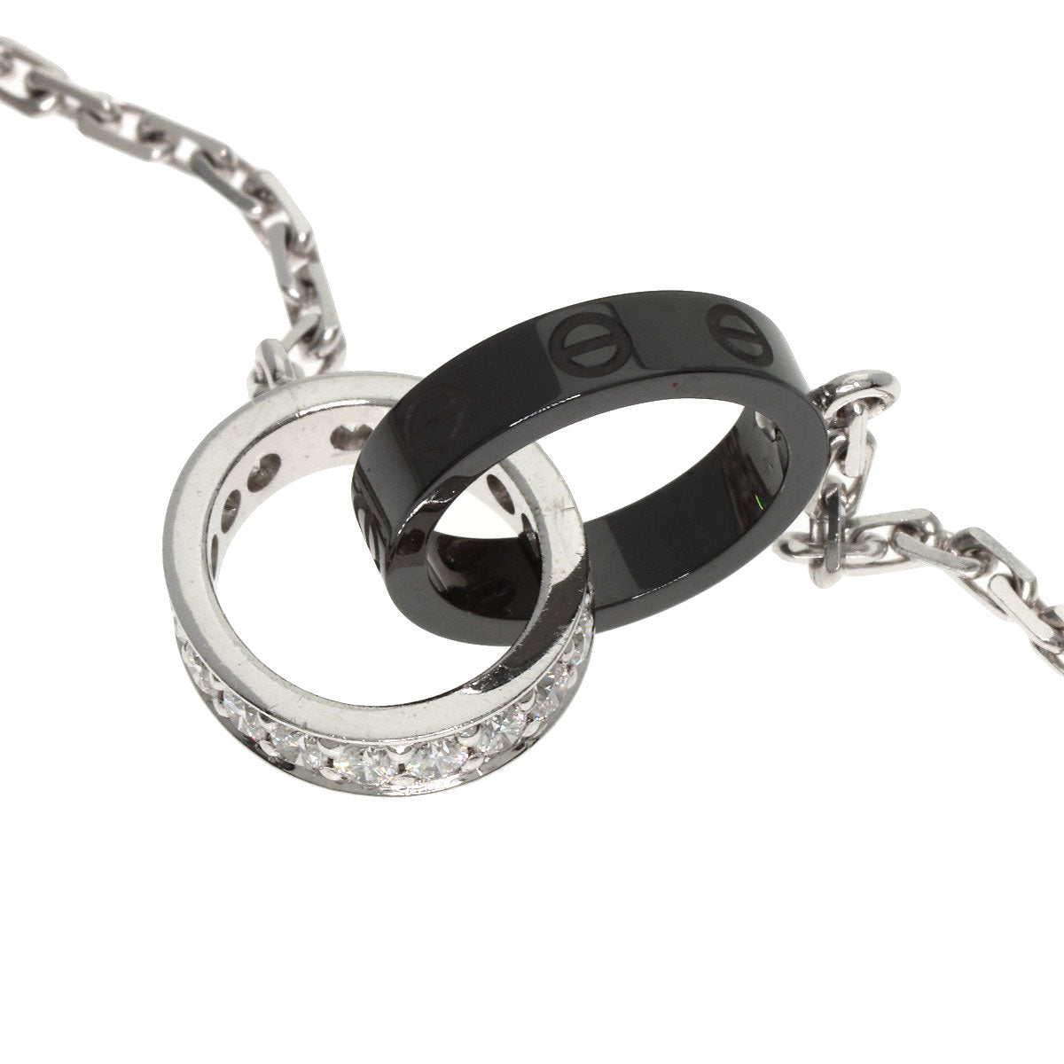CARTIER Baby Love Diamond Necklace K18 White Gold CeramicLadies [Used]