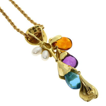 Jeunet   Necklace Citrin Amethyst BullTopaz Diamond Pearl K18 Yellow Gold Ladies