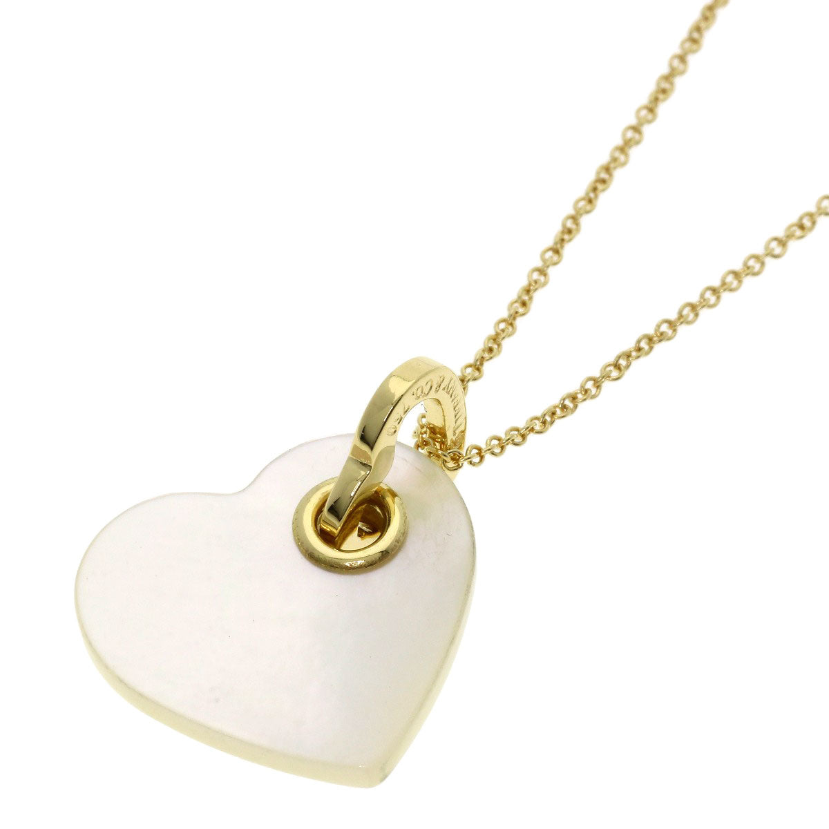 TIFFANY&Co. heart white shell Necklace K18 Yellow Gold Ladies [Used]