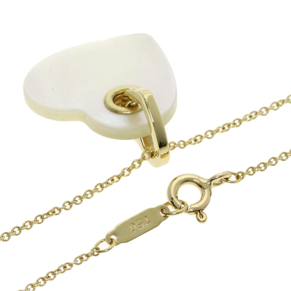 TIFFANY&Co. heart white shell Necklace K18 Yellow Gold Ladies [Used]