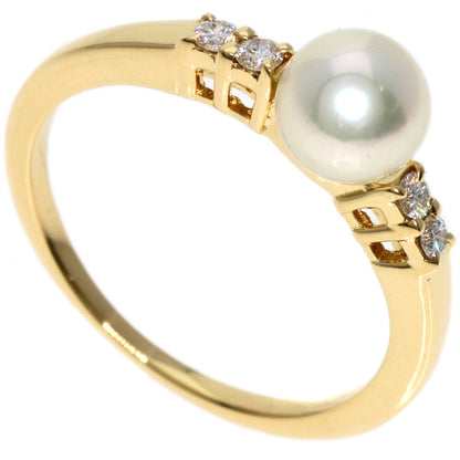 MIKIMOTO Pearl Pearl Diamond Ring K18 Yellow Gold Ladies [Used]