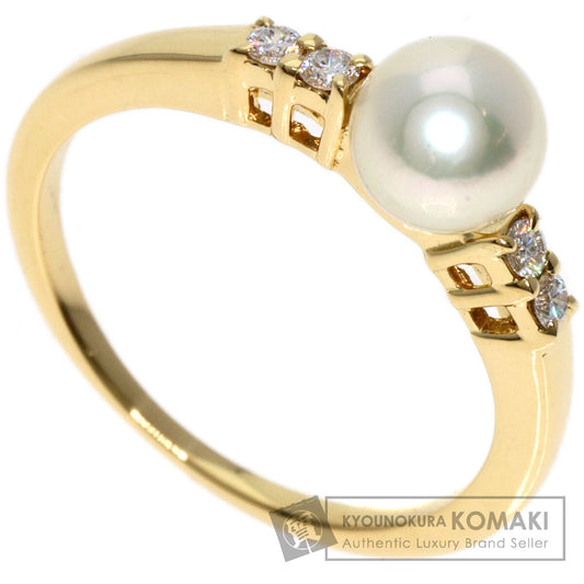 MIKIMOTO Pearl Pearl Diamond Ring K18 Yellow Gold Ladies [Used]