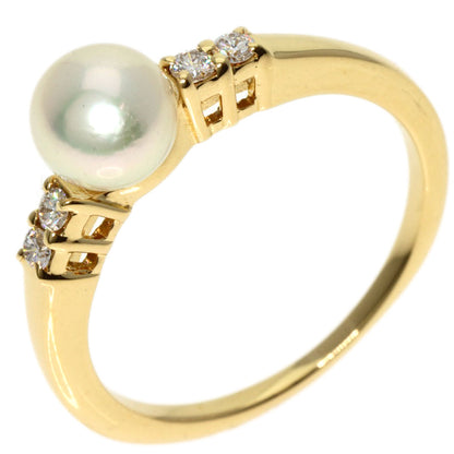MIKIMOTO Pearl Pearl Diamond Ring K18 Yellow Gold Ladies [Used]