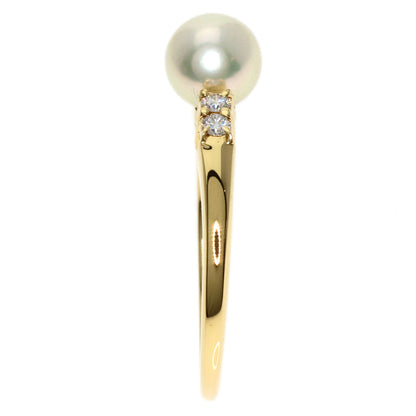 MIKIMOTO Pearl Pearl Diamond Ring K18 Yellow Gold Ladies [Used]