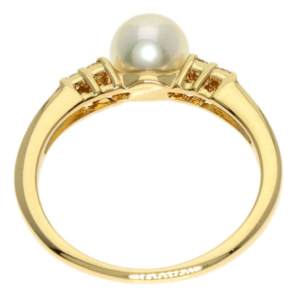 MIKIMOTO Pearl Pearl Diamond Ring K18 Yellow Gold Ladies [Used]