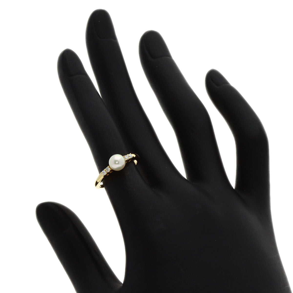 MIKIMOTO Pearl Pearl Diamond Ring K18 Yellow Gold Ladies [Used]