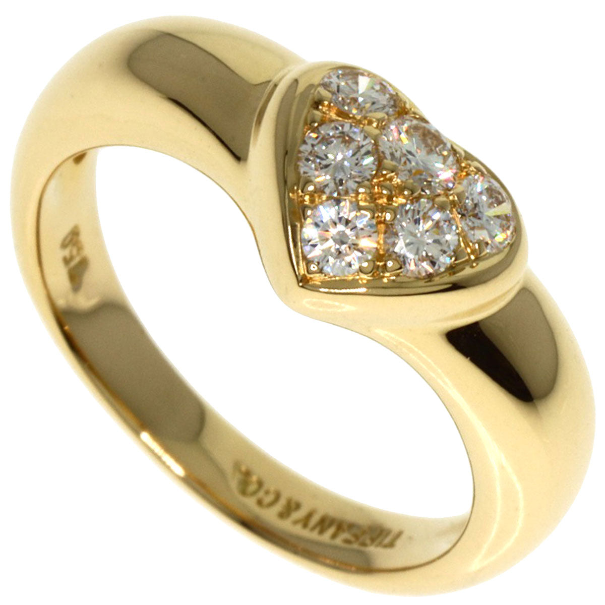 TIFFANY&Co.   Ring Heart Pave Diamond K18 Yellow Gold Ladies