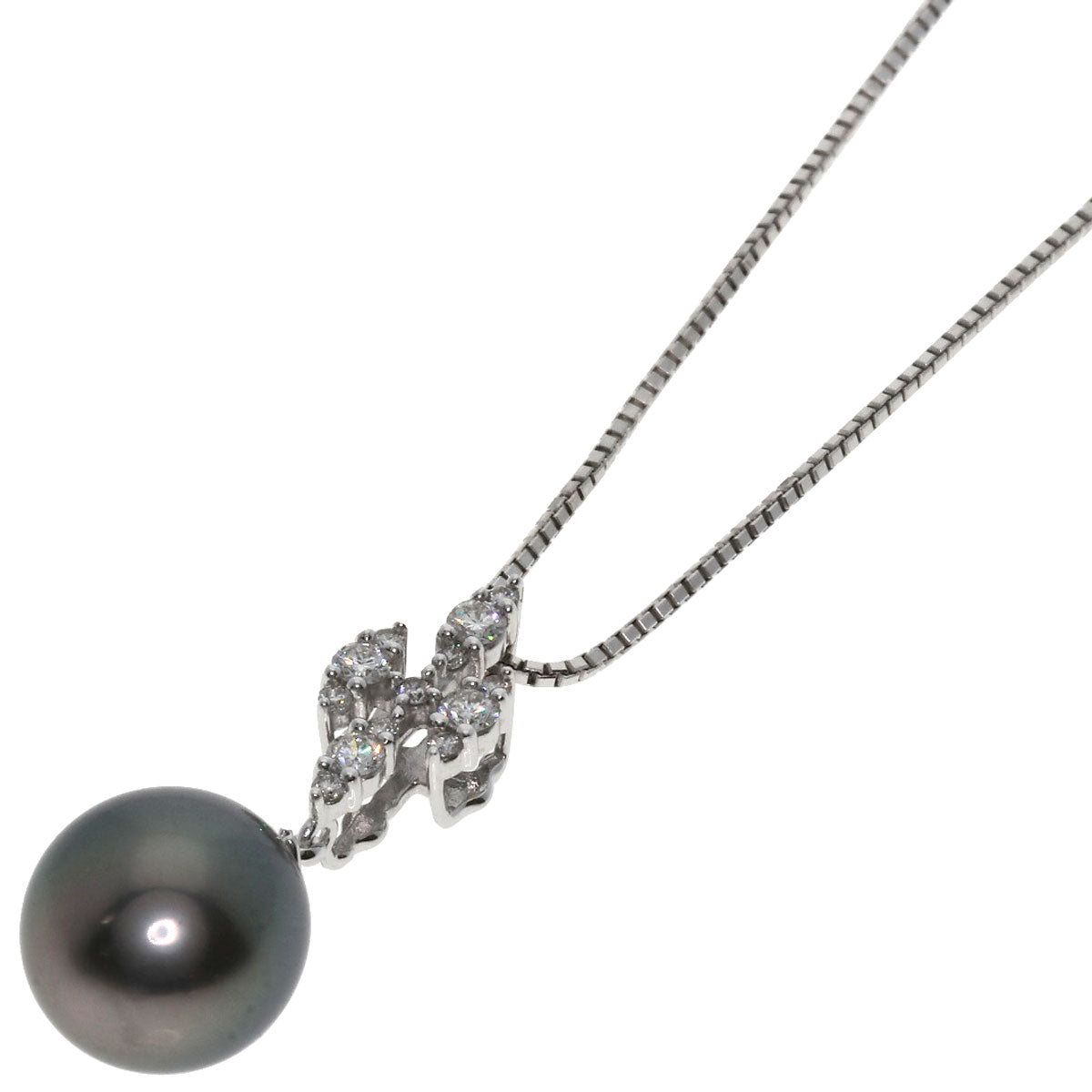 TASAKI Black butterfly Pearl Pearl Necklace K18 White Gold Ladies [Used]