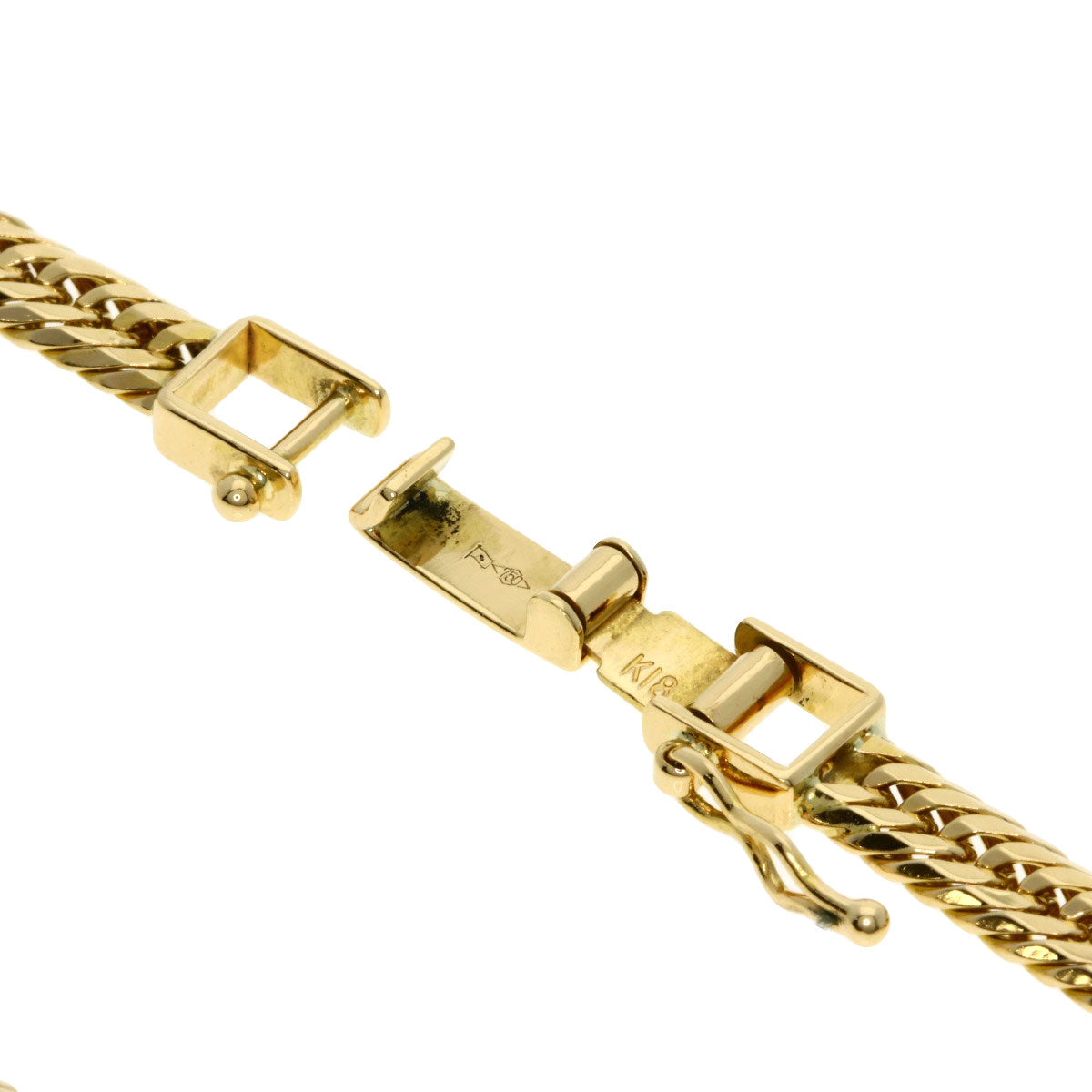 Curb chain Kihei W6 side Necklace K18 Yellow Gold  30.6g　Ladies