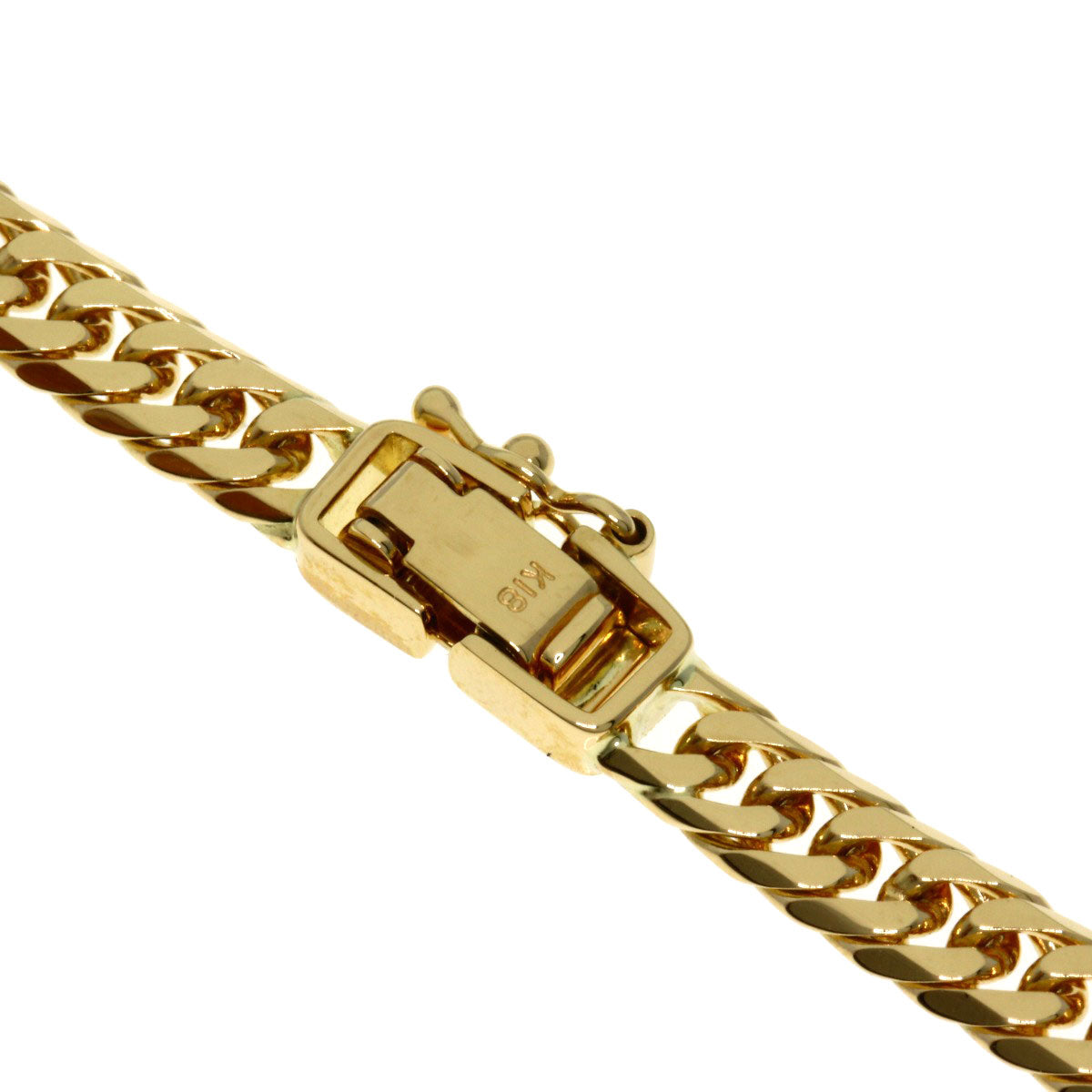 Curb chain Kihei W6 side Necklace K18 Yellow Gold  30.3g　Ladies