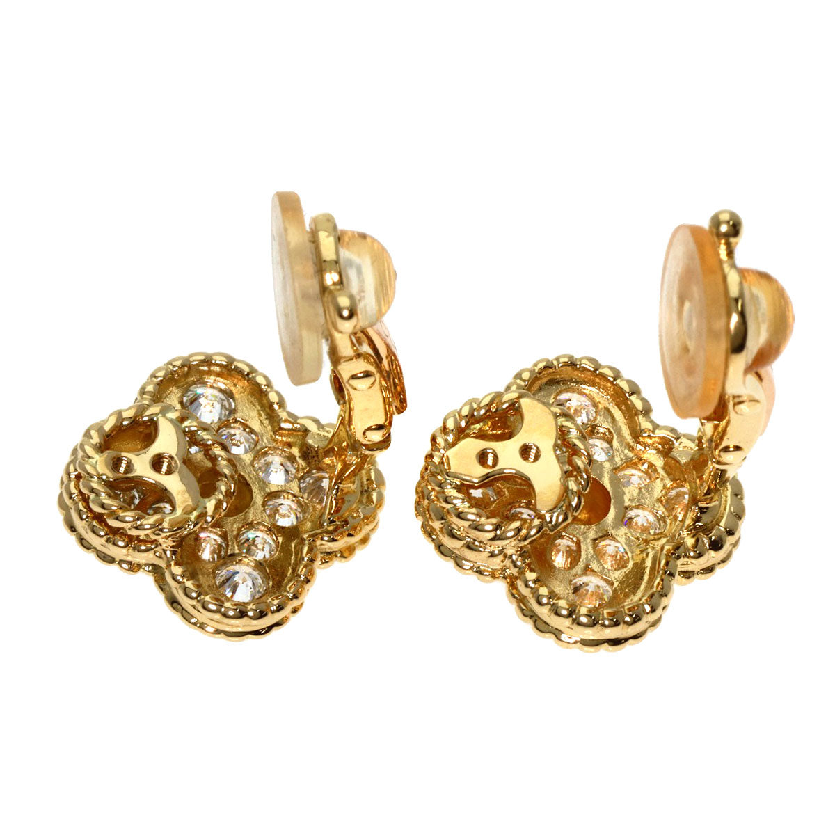 Van Cleef & Arpels Vintage Alhambra Diamond 2WAY earrings Earring K18 Yellow Gold Ladies [Used]
