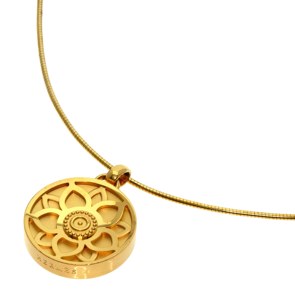 HERMES   Necklace Lotus flower Gold Plated Ladies