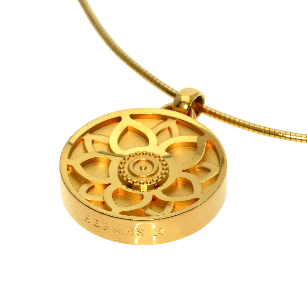 HERMES   Necklace Lotus flower Gold Plated Ladies