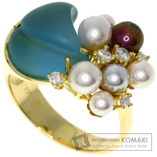 Pearl Pearl Diamond Colored Stone Ring K18 Yellow Gold  9.5g　Ladies