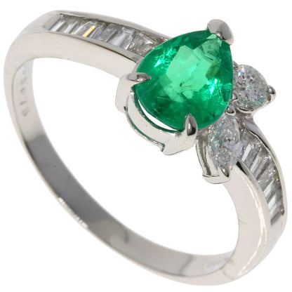 1.23ct Emerald Diamond Ring Platinum PT900  5.6g　Ladies