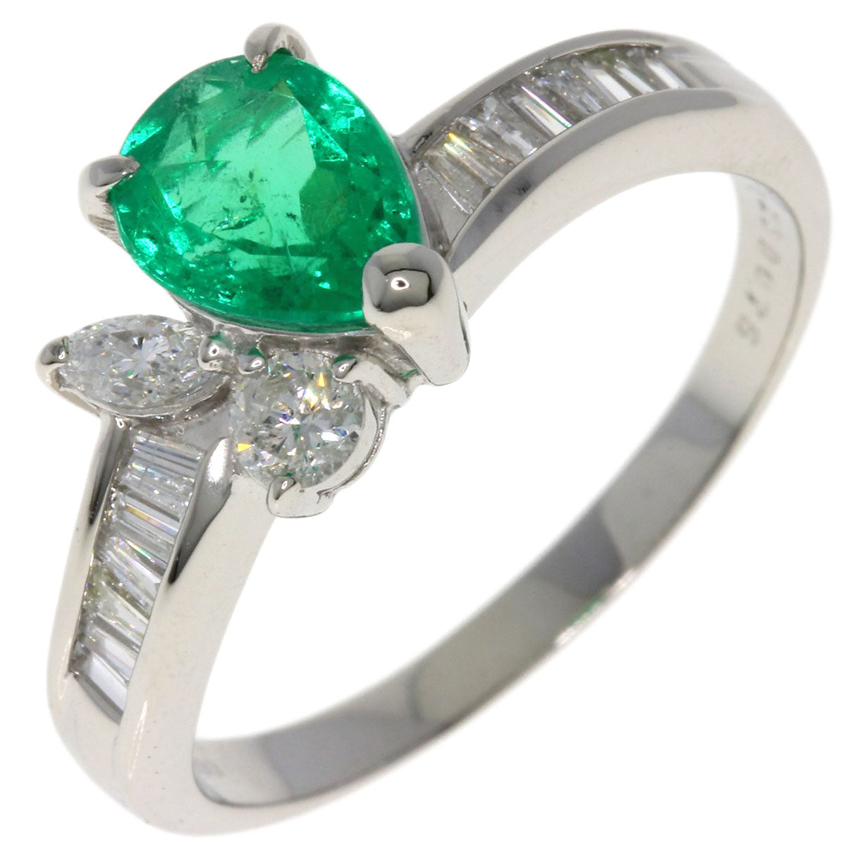 1.23ct Emerald Diamond Ring Platinum PT900  5.6g　Ladies