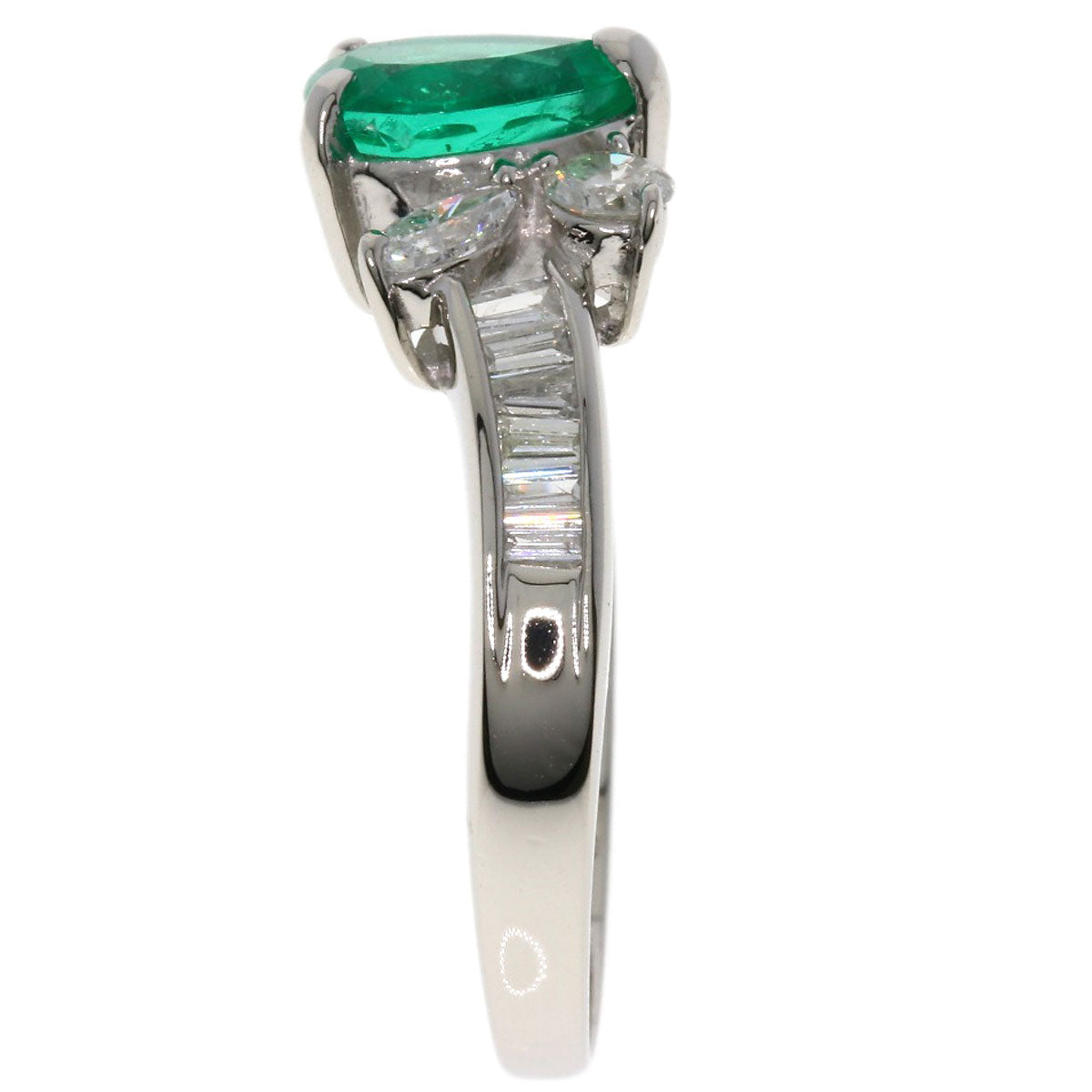 1.23ct Emerald Diamond Ring Platinum PT900  5.6g　Ladies