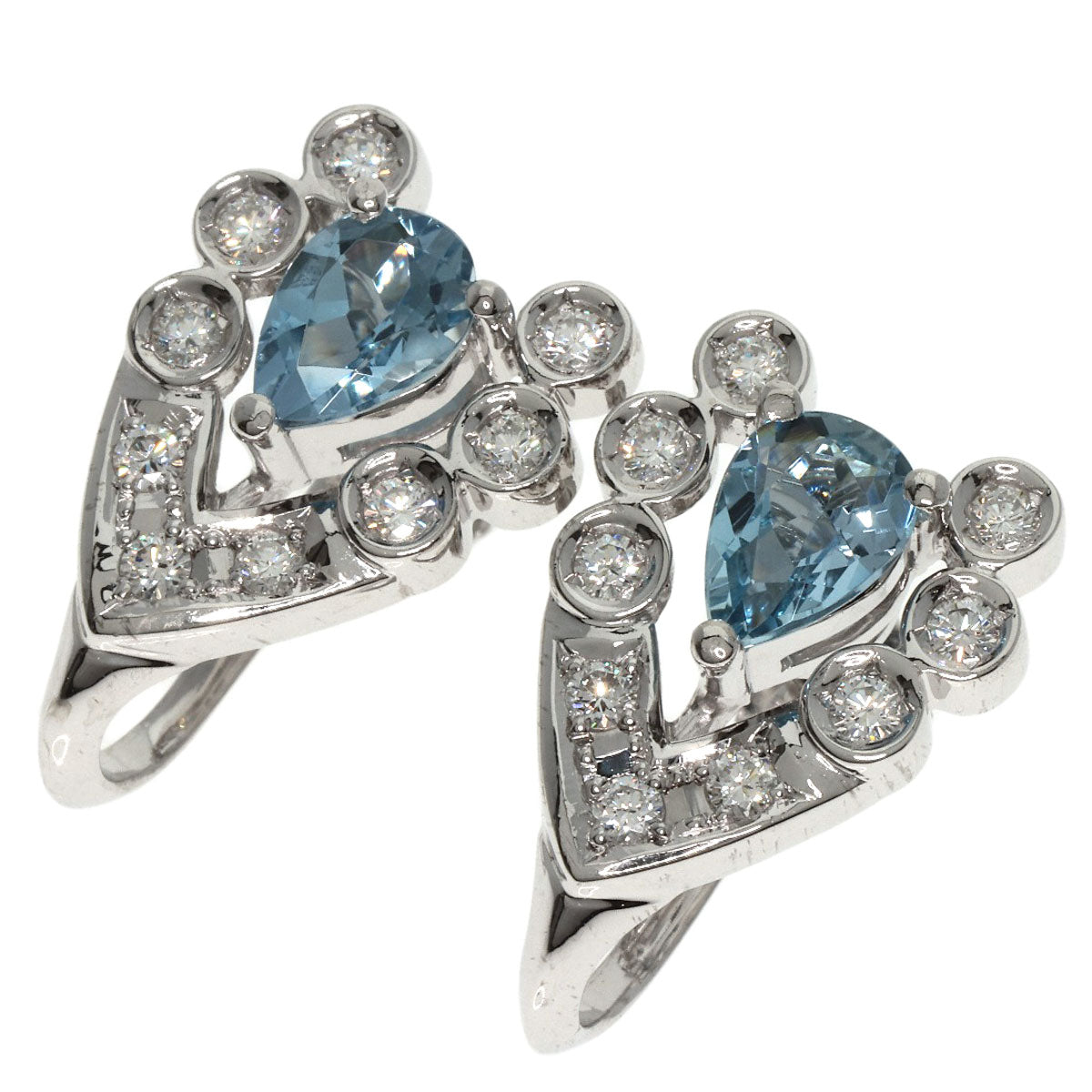 POLA Aquamarine Diamond Earring Platinum PT900 K14WGLadies [Used]