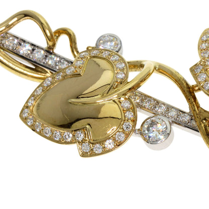 2.84ct Morning glory motif Diamond Brooch K18 Yellow Gold PT900 19.4g　Ladies