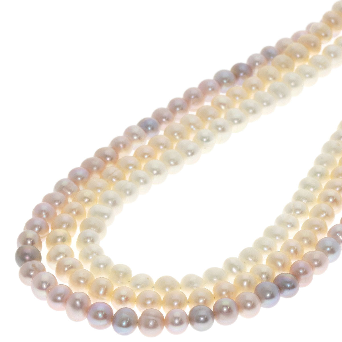 Freshwater Pearl 3 rows Necklace Metal 61.6g　Ladies