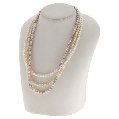 Freshwater Pearl 3 rows Necklace Metal 61.6g　Ladies