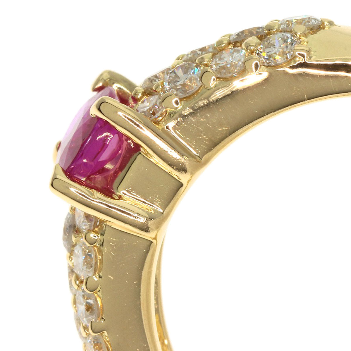 0.61ct Ruby Diamond Ring K18 Yellow Gold  6.7g　Ladies